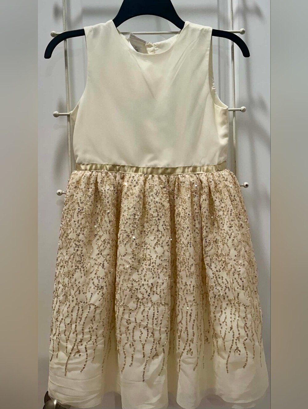 Blueberi Boulevard Cream Sequin Tulle Dress